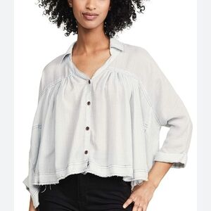 We The Free Light Gray Button-Down Shirt Size S Used Excellent Condition